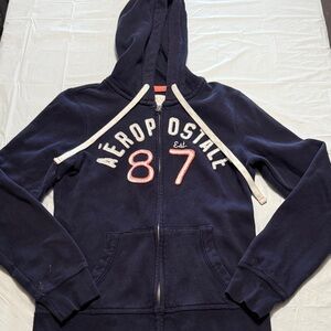 Aeropostale Dark Blue Zip-Up Hoodie Juniors Sz medium